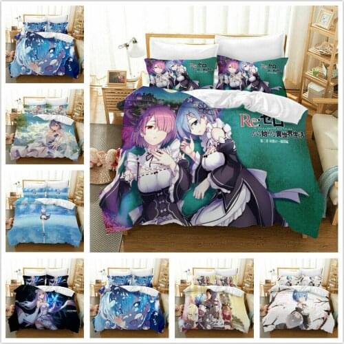 Re:Life in a different world from zero Bedding Set 2/3Pcs Duvet Cover & Pillowcase(s) 3D Printed Quilt Cover Home Textile Gift