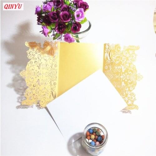 Laser Cut Hollow Wedding Invitations Card Elegant Custom With Ribbon Event Birthday Party Wedding Decoration 1/10/30pcs 6Z
