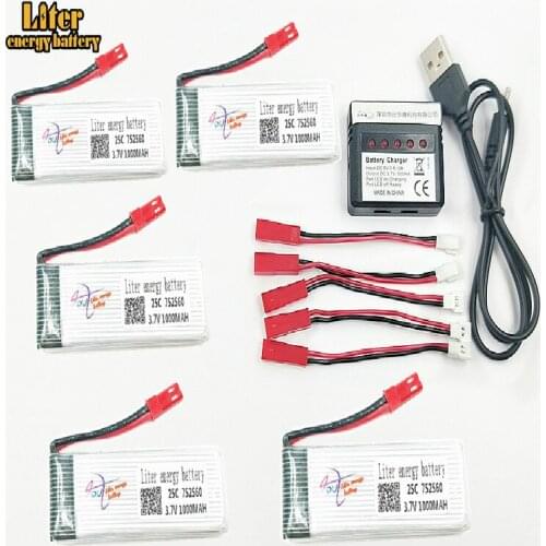3.7V 1000mah 752560 30c LiPo Battery For 8807 8807W Rc Quadcopter Spare Parts 4in1 Balance Charger Accessories Rc Drones