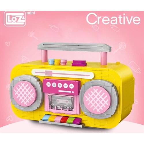 LOZ Mini Building Blocks yellow radio recorder CP model assembled particle building block model ornaments puzzle toy Children
