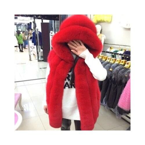 Fashion High-end Slim Women Long Fur Coat