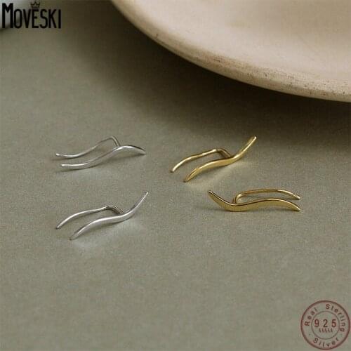 MOVESKI 925 Sterling Silver Simple Temperament Geometric Arc Ear Clip Ear Bone Clip Women Fine Jewelry Gift