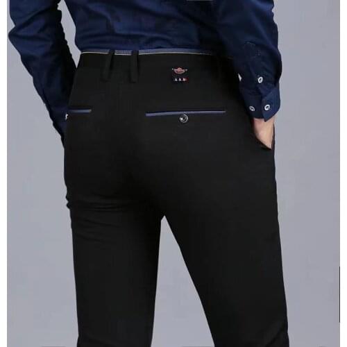 2021 Mens Spring and Autumn Fashion Business Casual Pants Suit Pants Mens Elastic Straight Formal Pants XL 28-38