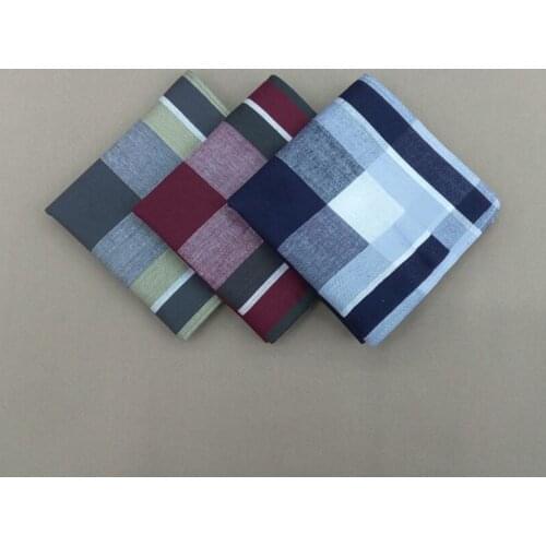 12pcs Men Classic Vintage Pocket Cotton Towel Square Plaid Stripe Handkerchiefs For Wedding Party