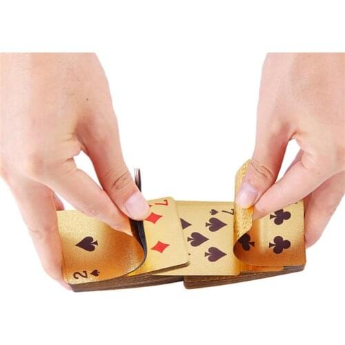 54pcs/pack Gold Foil Poker Novelty Collection Waterproof PVC Plastic Playing Cards Set Solid Color Black Board Game