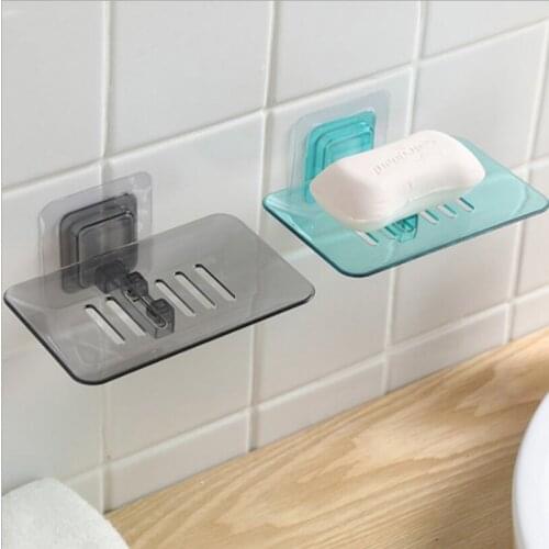 Bathroom Wall Suction Soap Box Creative Non-perforated Non-marking Strong Adhesive Soap Box Single-layer Drain Soap Box