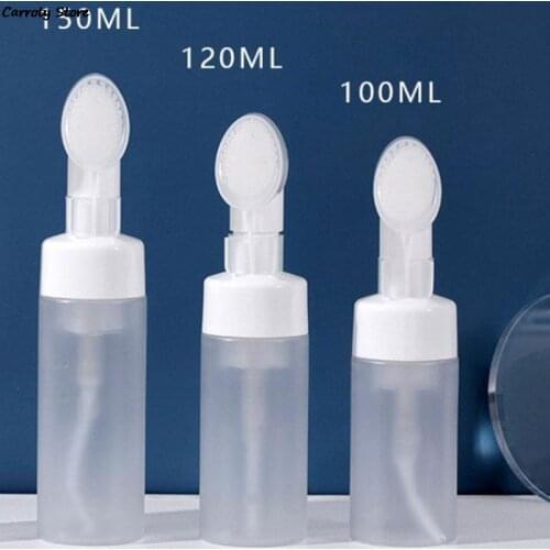 New 100/120/150ml Empty Froth Foaming Pump Bottle With Silicone Brush Head Plastic Face Cleaning Foam Bottles