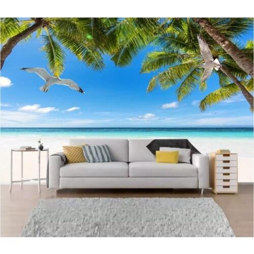 Custom photo wallpaper 3d wallpaper for walls 3 d HD seascape beach tree living room landscape mural painting TV background wall