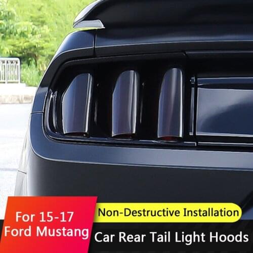 QHCP 6PCS Acrylic Car Rear Tail Light Lamp Covers Protection Decor Stickers Smoked Black Accessories For Ford Mustang 2015-2017