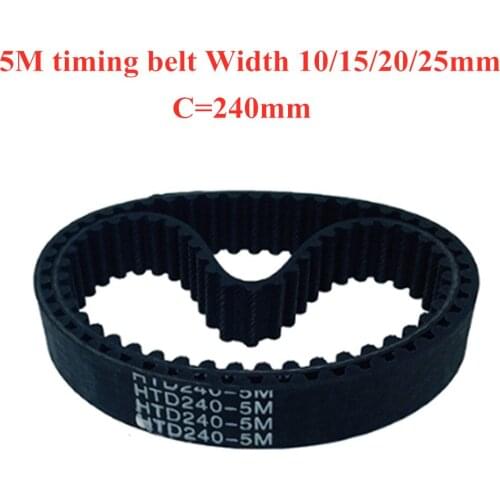 Arc HTD 5M Timing belt HTD5M-240 width 10/15/20/25mm Teeth 48 HTD5M Rubber synchronous Belt in-closed belt Pitch=5mm