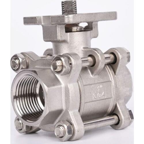 High Platform Ball Valve Type 3PC Stainless Steel 1" 3/4" 1/2" Female Thread DN15/DN20/DN25 Ball Valve Heavy Duty