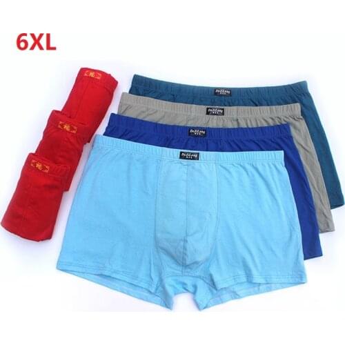 6pcs/Lot 6XL Underwear Boxer 100% Cotton Underpants MenS Boxers Underwear Men LooseFour Shorts Boxers Shorts Breathable Solid