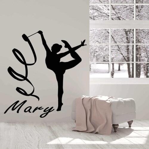 Customizable Name Rhythmic Gymnastics Sports Vinyl Wall Sticker Dormitory Girls Childrens Room Bedroom Art Deco Mural YD10
