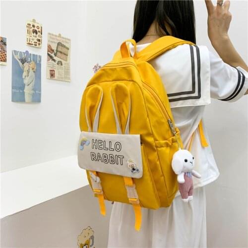2021 New Waterproof Nylon Women Backpack Yellow Colours Casual Backpack for Teenage Girls Women Large Capacity Ladies Schoolbag