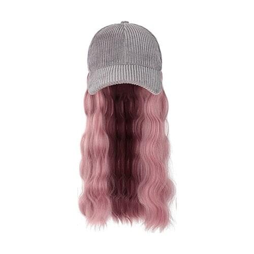 202106-wu fashion Curly hair Corduroy hat patchwork long False hair lady baseball hat women leisure visors cap