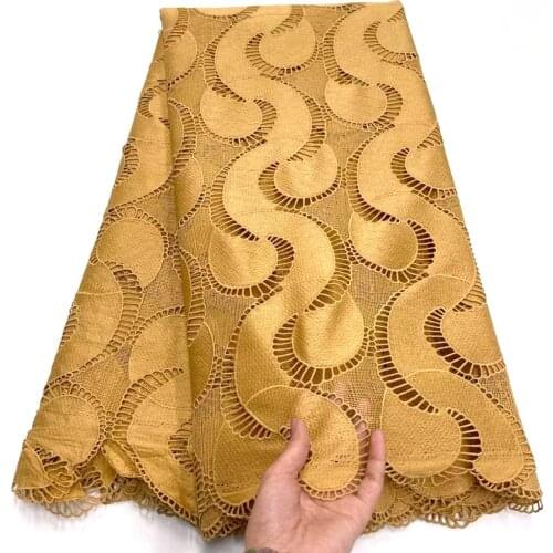 Gold African Lace Fabric 2021 High Quality Water Soluble Guipure Cord Laces For Nigerian Wedding Party Dress VJ5034