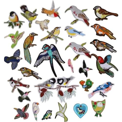 1 pcs bird animal embroidered iron on cartoon patches cloth accessories popular clothing bag hat shoe Patches Appliques diy