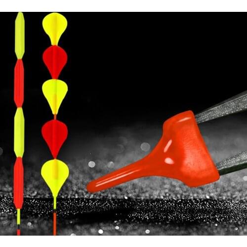 15PCS/set Rubber fishing float bobber Floating eye stick fish drift flat tail triangle fluorescent magnification buoy Tackle