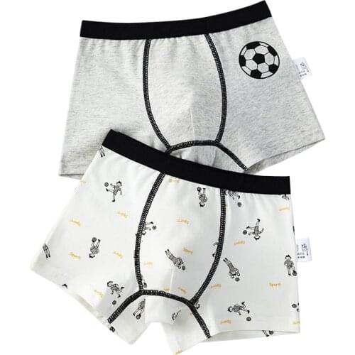2Pcs Lot Kids Cotton Shorts Football Designs Childrens Bottoms Boys Underwear Boxer Soft Breathable 2 To 14 Years ZL8913