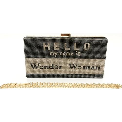 2021hello new rhinestone hand bag with diamond banquet bag fashion envelope bag one-shoulder slanting cross lady bag dinner smal