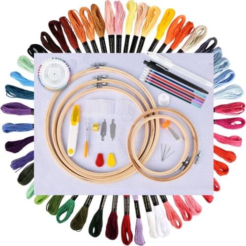 50/100 Color Skeins Embroidery Floss Cross Stitch Thread Hoop Kit Knitting Craft Set DIY Sewing Tool Stitch Handcraft Needlework