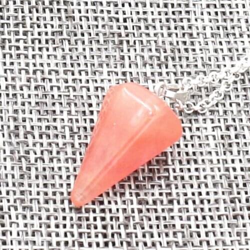 Natural Stone Quartz Rock Choler Crystal Hexagonal Pointed Reiki Chakra Pendant Necklace Pendulum Jewelry for Unisex 50pcs