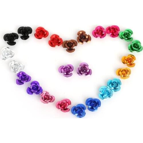 6mm 8mm 12mm 100pcs/bag Aluminium Rose Flower DIY Jewelry Findings Craft Making Wedding Party Dress Decoration