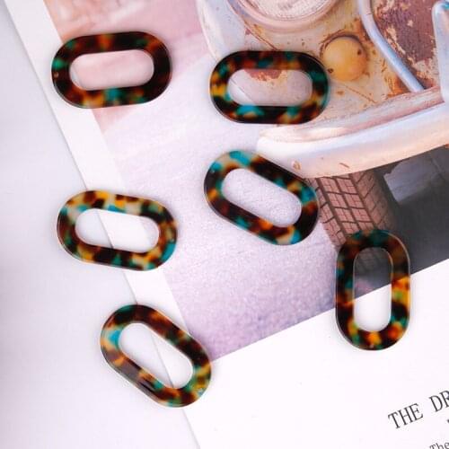 6PCS/lot Acetate Oval Leopard Romantic Jewelry Accessories Hand Made Earrings Making Connectors DIY Pendant Components Charms