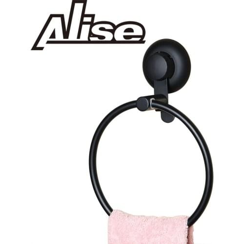 Alise Bathroom Suction Cups Towel Ring/Rack Towel Holder Non Drilling,SUS304 Stainless Steel Matte Black