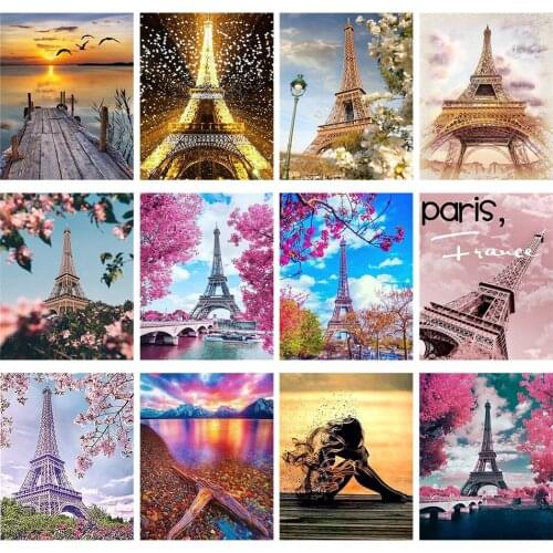 New 2025 Diamond Embroidery Waterfall street tower Handmade Diamond Painting Village Needlework Mosaic Cross Stitch Home Decor