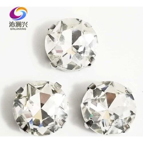White round shape High quality Glass Crystal sew on claw rhinestones,Diy Clothing accessories 8mm/10mm/12mm/14mm/16mm/18
