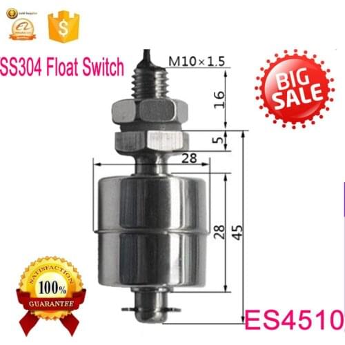 Free shipping M10*45MM 5V 9V 12V 100V 10W SUS304 high temperature horizontal stainless steel float switch ES4510