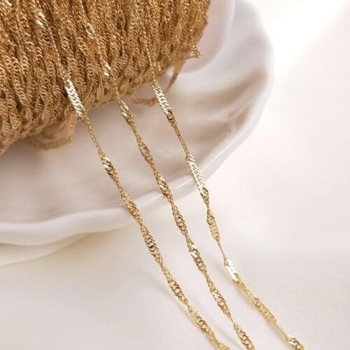 14K True Gold Filled Color Retention 1.5MM Water Wave Necklace Bracelet Chains DIY Jewelry Making Accessories Findings