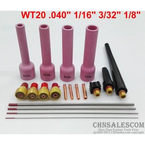 CHNsalescom 19 pcs TIG Torch Gas Lens Long Nozzle parts Kit for WP-9/20/25 WT20 Tungsten