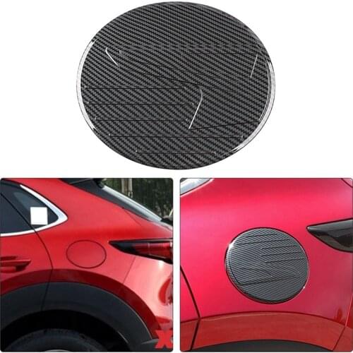 For Mazda CX-30 CX30 2020 ABS Carbon Fiber Fuel Tank Cap Cover Trim Gas Tank Protector Sticker Car Styling