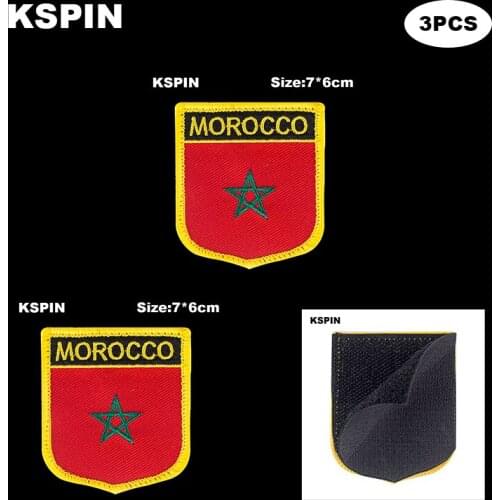 National Flag Patch Hook Loop Morocco Badges Armband 3D Stick on Jacket Backpack Stickers