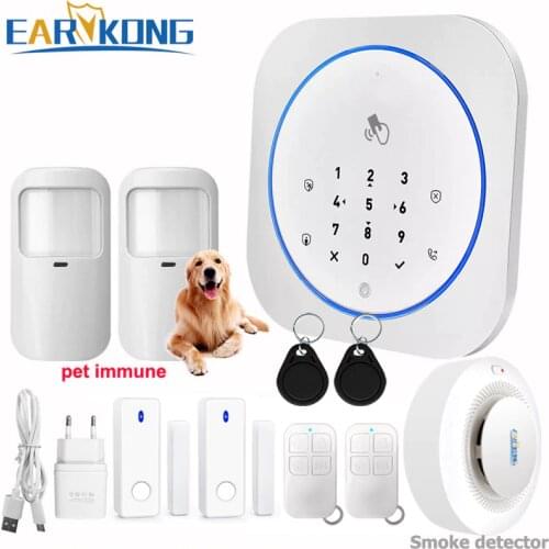 GSM Alarm System Safe RFID APP Touch Keyboard 433MHz Door Open & Closed Sensor Alarm Infrared PIR animal immune motion detector
