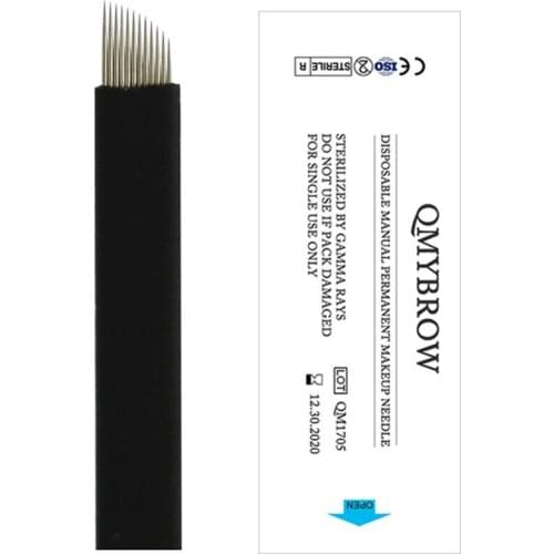 QMY Brand Most Fine 0.18mm Microblade 12 Pin Microblading Needle Permanent Makeup Baldes in Lot No.&Expiry Date