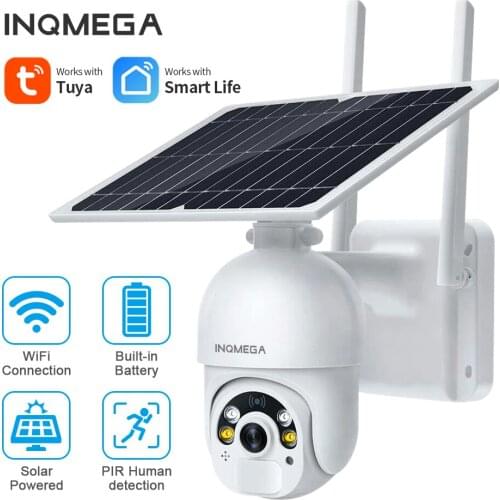 INQMEGA Outdoor Solar Camera Wifi 1080P Tuya Wireless CCTV Surveillance Camera Smart Life Solar Mini 360 Dome
