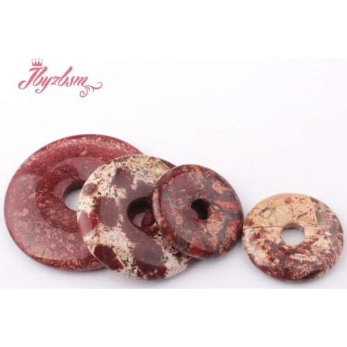 30,40,50mm Natural Donut Round Multicolor Jaspe Gem Stone Beads 1 Pcs For DIY Necklace Jewelry Making,Wholesale Free Shipping