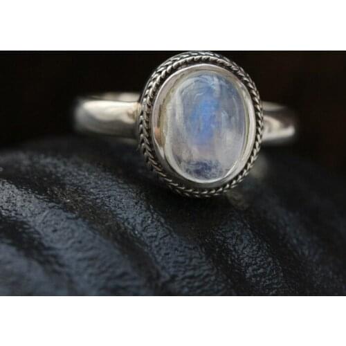 Lady 925 Sterling Silver Rings Inlaid Natural Moonstone Tide Flow High Quality Temperament Silver Ring Wedding Party Fine Jewelr