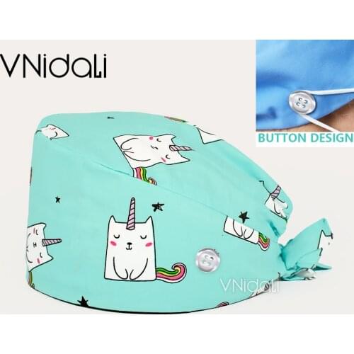 Medical supplies nurse accessories nursing caps nurse hair cap surgical cap women surgery cap cartoon with button