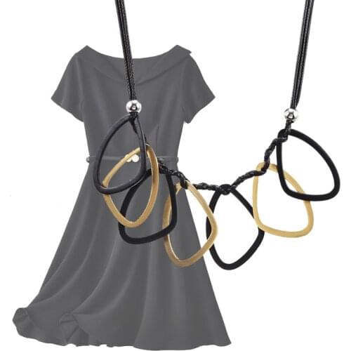 Match-Right Geometric Metal Statement Necklace & Pendant Gold Silver Color Trendy Simple Necklace for Women New Fashion Jewelry