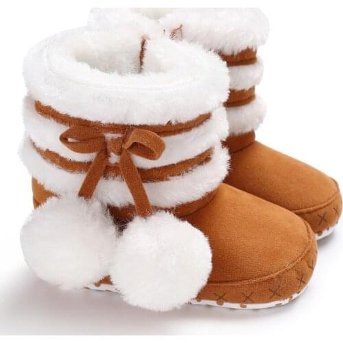 Cute Ball Winter Boots Soft Bottom Baby Cotton Baby Warm Patch Boots