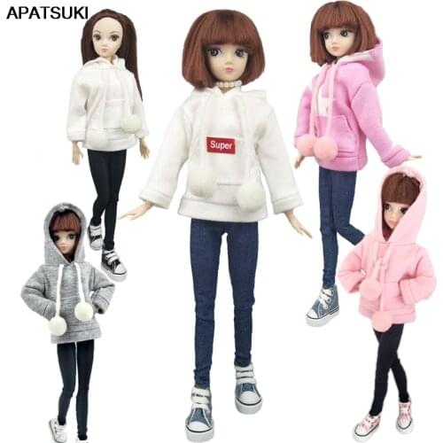 Fashion Doll Clothes Sweatshirt Coat For Barbie Doll Clothes For Barbie Doll Outfits Pants Canvas Shoes 1/6 Dolls Accessories