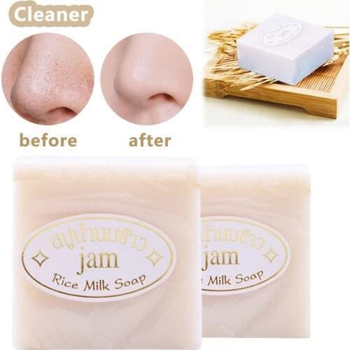 Handmade Rice Milk Soap Whiten Moisturize Brighten Collagen Vitamin Skin Face Body Cleaning Soap Bleaching Agents Acne