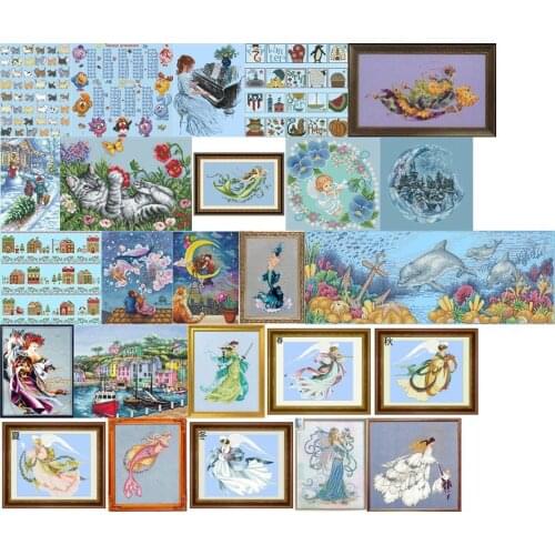 MD-bf Beauty Butterfly Fairy Counted Cross Stitch 14CT 18CT 28ct sky blue 3 Chinese Cross Stitch Kits Embroidery Needlework