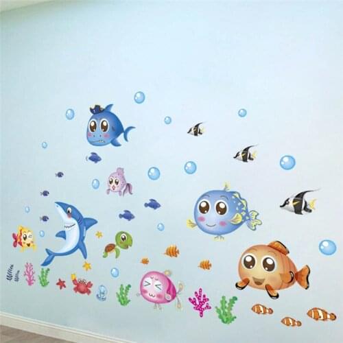 Underwater Ocean Fish Bubble Dolphin Wall Sticker Decals Bathroom Bedroom Nursery Window Decor Nursery Decals Poster Mural