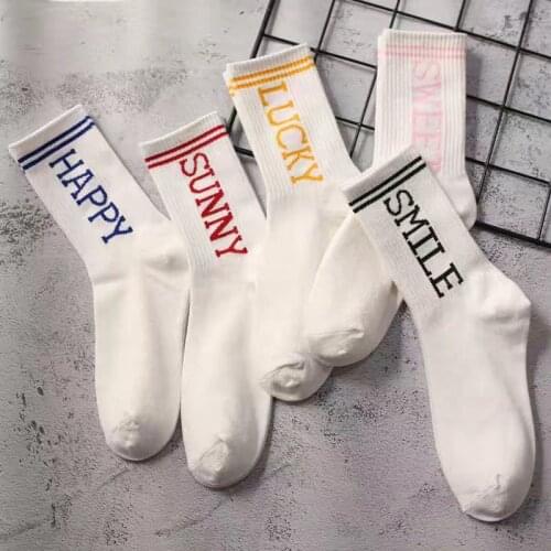 5 Pairs Women Socks Cotton Girl Funny Cartoon Kawaii Animals Fruit Tube Socks Butterflies Long Socks Female Pink Milk White Sox