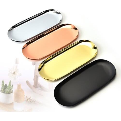 New Colorful Metal Storage Tray Gold Oval Dotted Fruit Plate Small Items Jewelry Display Tray Mirror Storage Tray Home Storage